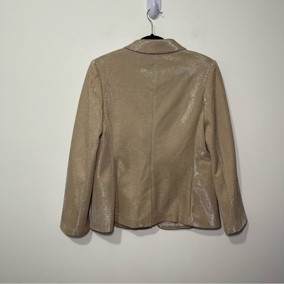 Tahari ASL Women’s Gold Blazer Size 14 Shiny Metallic Textured office blazer - Picture 10 of 15